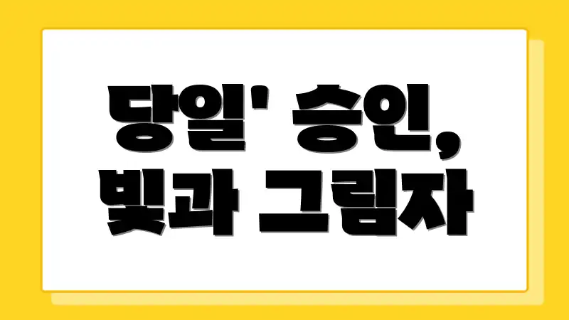 당일' 승인, 빛과 그림자