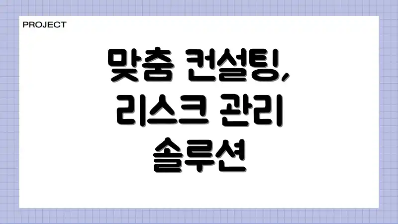 맞춤 컨설팅, 리스크 관리 솔루션