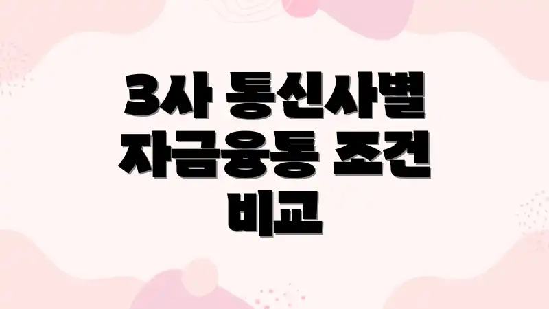 3사 통신사별 자금융통 조건 비교