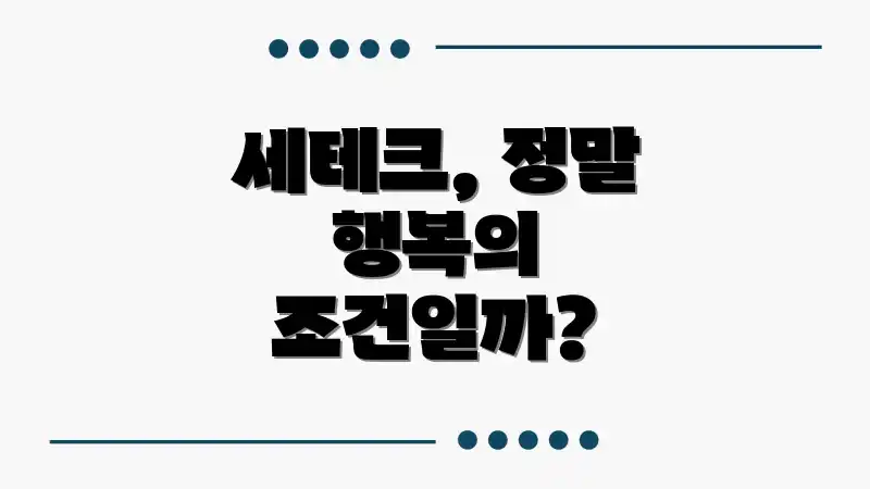 세테크, 정말 행복의 조건일까?