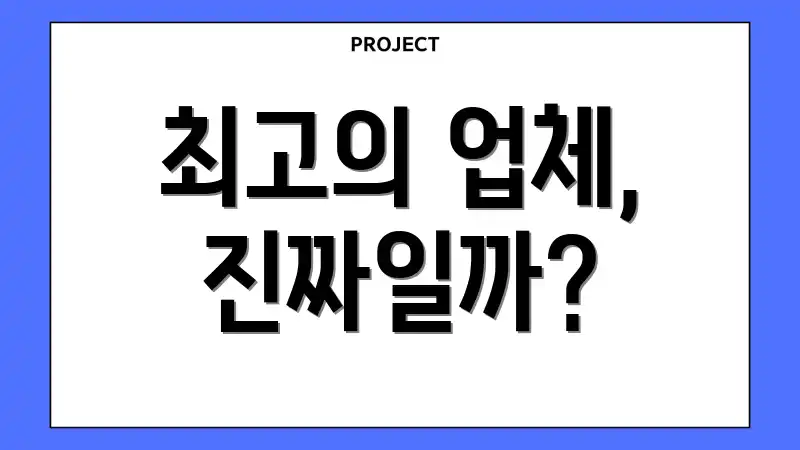 최고의 업체, 진짜일까?