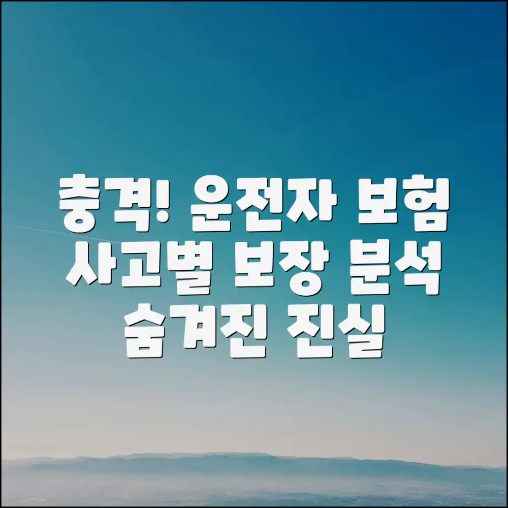 충격! 운전자보험, 사고 유형별 보장 분석의 진실